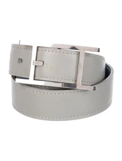 Pre-owned Hermes Reversible 24 Mm Hapi Belt Kit In Gray
