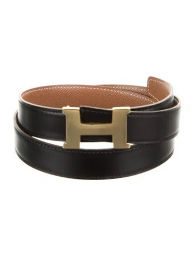 Pre-owned Hermes Reversible 24 Mm Mini Constance Belt Kit In Black