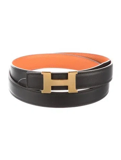 Pre-owned Hermes Reversible 24 Mm Mini Constance Belt Kit In Black