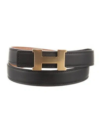 Pre-owned Hermes Reversible 24 Mm Mini Constance Belt Kit In Black