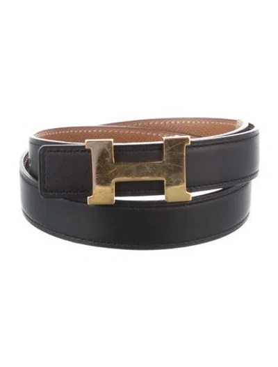 Pre-owned Hermes Reversible 24 Mm Mini Constance Belt Kit In Black