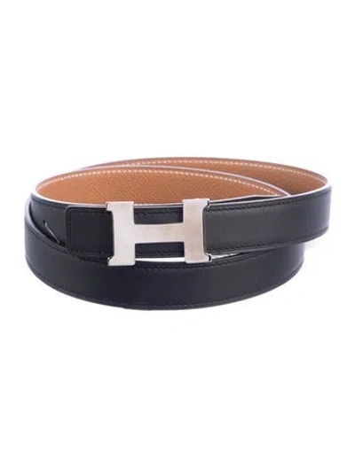 Pre-owned Hermes Reversible 24 Mm Mini Constance Belt Kit In Black/brown