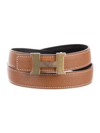 Pre-owned Hermes Reversible 24 Mm Mini Constance Belt Kit In Black/brown