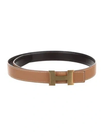 Pre-owned Hermes Reversible 24 Mm Mini Constance Belt Kit In Black/brown