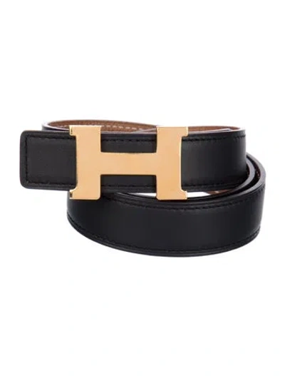 Pre-owned Hermes Reversible 24 Mm Mini Constance Belt Kit In Black/brown