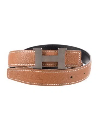 Pre-owned Hermes Reversible 24 Mm Mini Constance Belt Kit In Black/brown