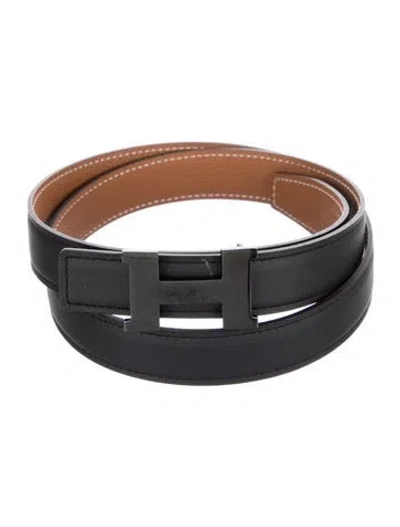 Pre-owned Hermes Reversible 24 Mm Mini Constance Belt Kit In Black/brown