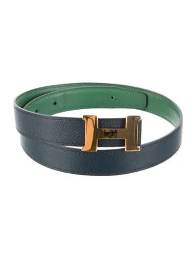 Pre-owned Hermes Reversible 24 Mm Mini Constance Belt Kit In Blue/green