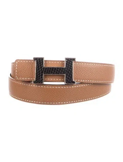Pre-owned Hermes Reversible 24 Mm Mini Constance Belt Kit In Brown
