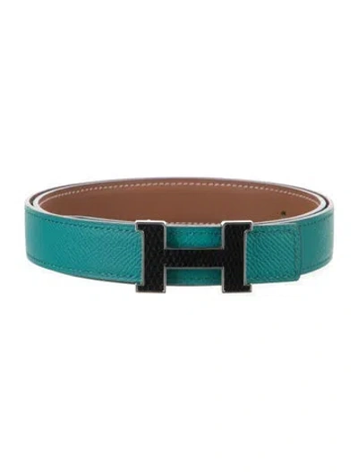 Pre-owned Hermes Reversible 24 Mm Mini Constance Belt Kit In Brown/green