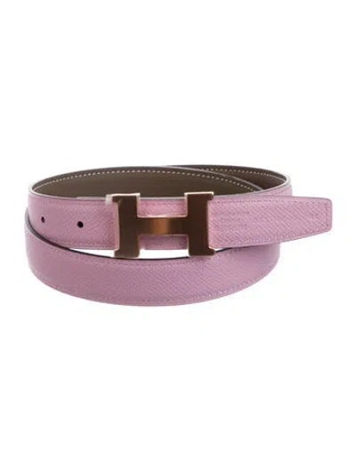Pre-owned Hermes Reversible 24 Mm Mini Constance Belt Kit In Brown/pink