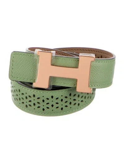 Pre-owned Hermes Reversible 24 Mm Mini Constance Belt Kit In Neutral