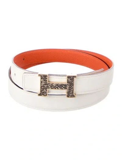 Pre-owned Hermes Reversible 24 Mm Mini Constance Belt Kit In Orange