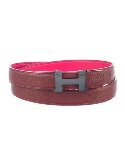 Pre-owned Hermes Reversible 24 Mm Mini Constance Belt Kit In Pink/red