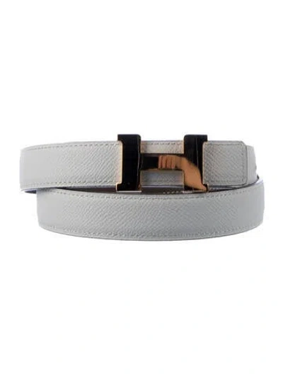 Pre-owned Hermes Reversible 24 Mm Mini Constance Belt Kit In White