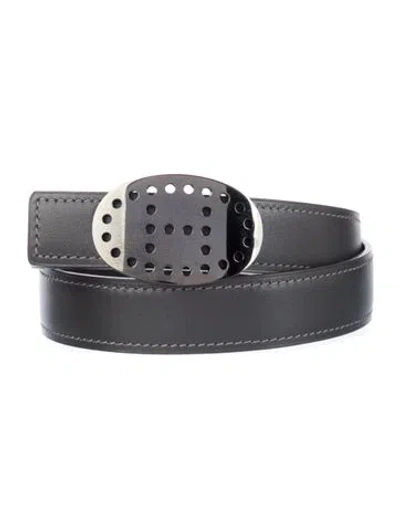Pre-owned Hermes Reversible 24 Mm Mirage Belt Kit In Gray