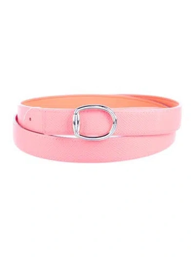 Pre-owned Hermes Reversible 24 Mm Mors Belt In Orange/pink