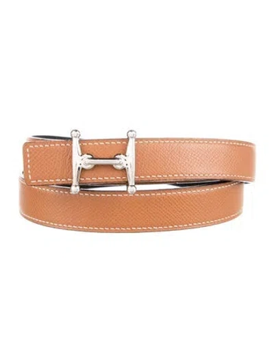 Pre-owned Hermes Reversible 24 Mm Mors H Belt Kit In Multi