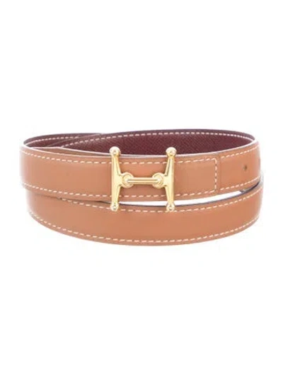 Pre-owned Hermes Reversible 24 Mm Mors H Belt Kit In Multi