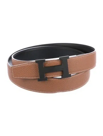 Pre-owned Hermes Reversible 32 Mm 5382 Belt Kit In Black