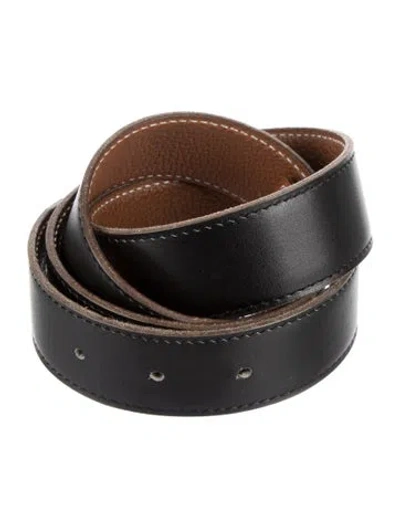 Pre-owned Hermes Reversible 32 Mm Belt Kit In Black