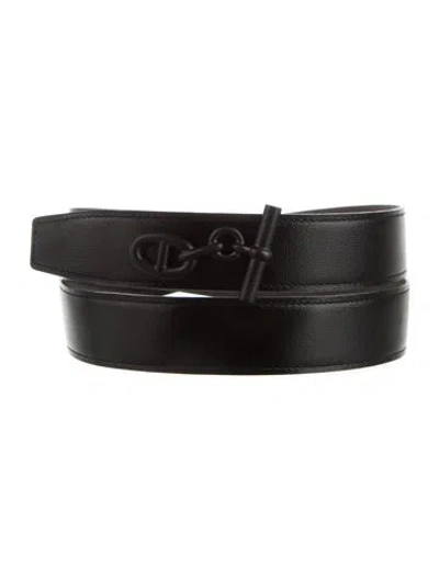 Pre-owned Hermes Reversible 32 Mm Belt Kit In Black/grey