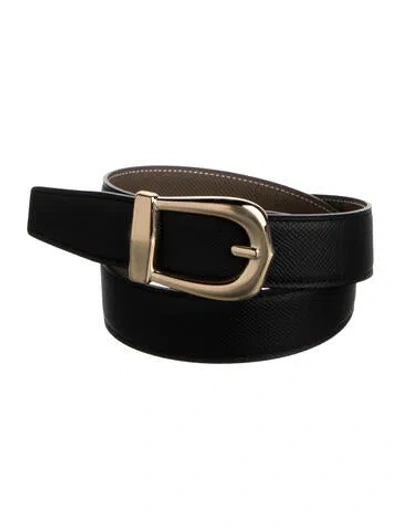 Pre-owned Hermes Reversible 32 Mm Belt Strap Belt Kit In Black