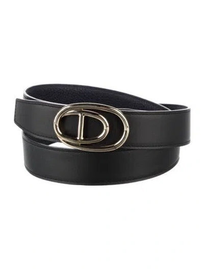 Pre-owned Hermes Reversible 32 Mm Belt Strap Belt Kit In Black/blue