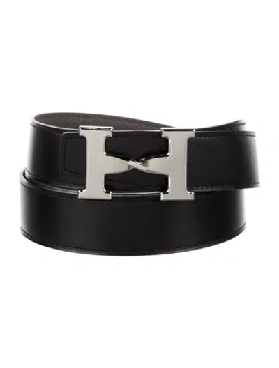 Pre-owned Hermes Reversible 32 Mm Belt Strap Belt Kit In Black/grey