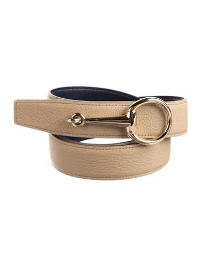 Pre-owned Hermes Reversible 32 Mm Belt Strap Belt Kit In Blue/neutrals