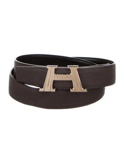 Pre-owned Hermes Reversible 32 Mm Belt Strap Belt Kit In Brown