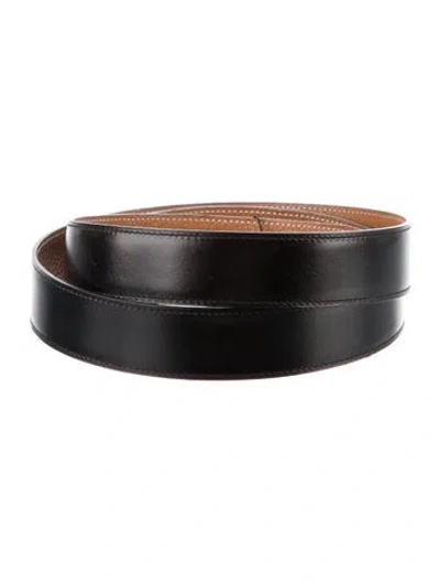 Pre-owned Hermes Reversible 32 Mm Belt Strap Belt Strap In Black