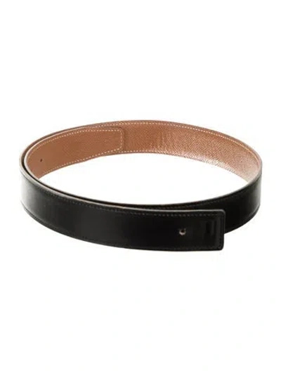 Pre-owned Hermes Reversible 32 Mm Belt Strap Belt Strap In Black