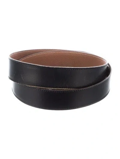 Pre-owned Hermes Reversible 32 Mm Belt Strap Belt Strap In Black