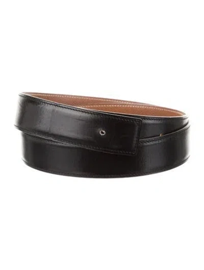 Pre-owned Hermes Reversible 32 Mm Belt Strap Belt Strap In Black