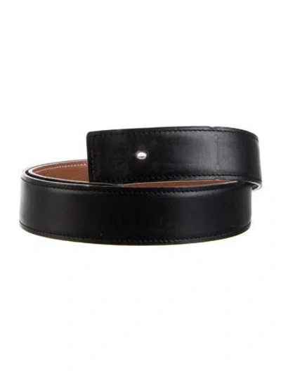 Pre-owned Hermes Reversible 32 Mm Belt Strap Belt Strap In Black