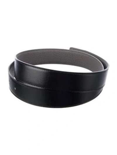 Pre-owned Hermes Reversible 32 Mm Belt Strap Belt Strap In Black