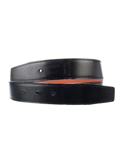 Pre-owned Hermes Reversible 32 Mm Belt Strap Belt Strap In Black