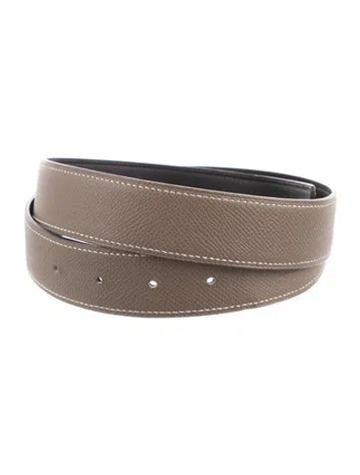 Pre-owned Hermes Reversible 32 Mm Belt Strap Belt Strap In Black