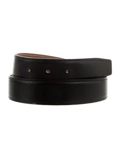 Pre-owned Hermes Reversible 32 Mm Belt Strap Belt Strap In Black