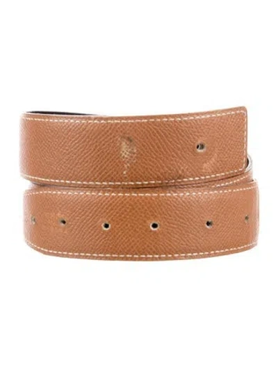 Pre-owned Hermes Reversible 32 Mm Belt Strap Belt Strap In Black/brown