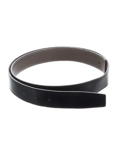 Pre-owned Hermes Reversible 32 Mm Belt Strap Belt Strap In Black/brown