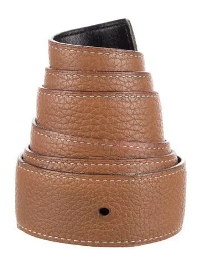 Pre-owned Hermes Reversible 32 Mm Belt Strap Belt Strap In Black/brown