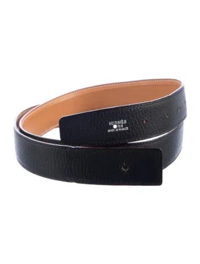Pre-owned Hermes Reversible 32 Mm Belt Strap Belt Strap In Black/brown