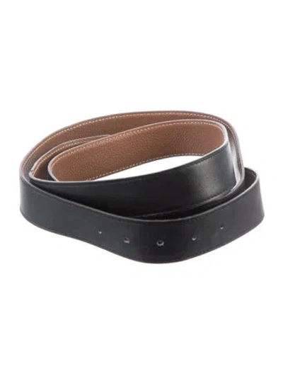 Pre-owned Hermes Reversible 32 Mm Belt Strap Belt Strap In Black/brown