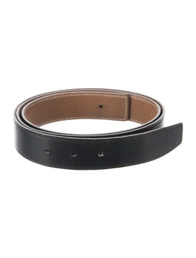Pre-owned Hermes Reversible 32 Mm Belt Strap Belt Strap In Black/brown