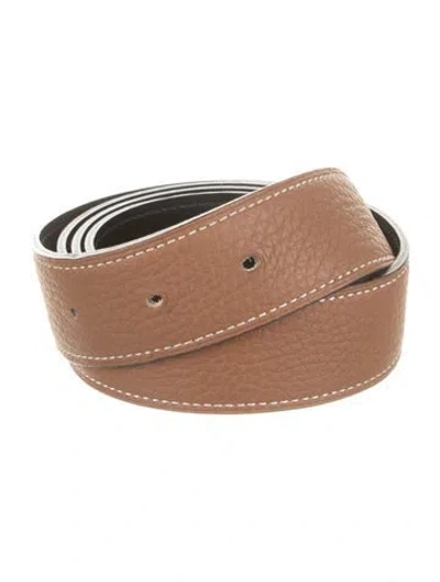 Pre-owned Hermes Reversible 32 Mm Belt Strap Belt Strap In Black/brown