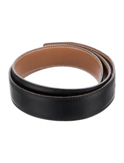 Pre-owned Hermes Reversible 32 Mm Belt Strap Belt Strap In Black/brown