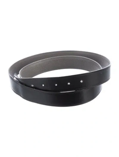 Pre-owned Hermes Reversible 32 Mm Belt Strap Belt Strap In Black/grey