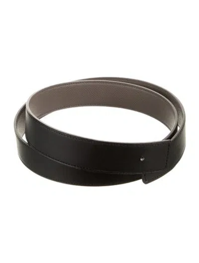 Pre-owned Hermes Reversible 32 Mm Belt Strap Belt Strap In Black/grey